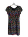 Ellen Tracy Size 6P Black & Multi Polysatin Blend Boat Neck Cap Sleeve Dress Black & Multi / 6P