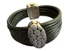 John Hardy Silver & Black Stirling Silver & Leather Lock Closure Cord Bracelet Silver & Black