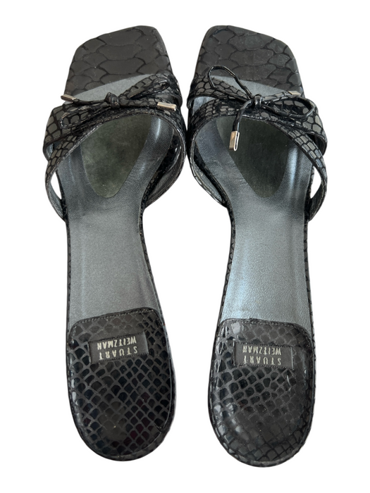 Stuart Weitzman Shoe Size 8 Black Leather Square Toe Bow Detail Shoes Black / 8