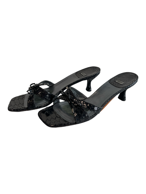 Stuart Weitzman Shoe Size 8 Black Leather Square Toe Bow Detail Shoes Black / 8