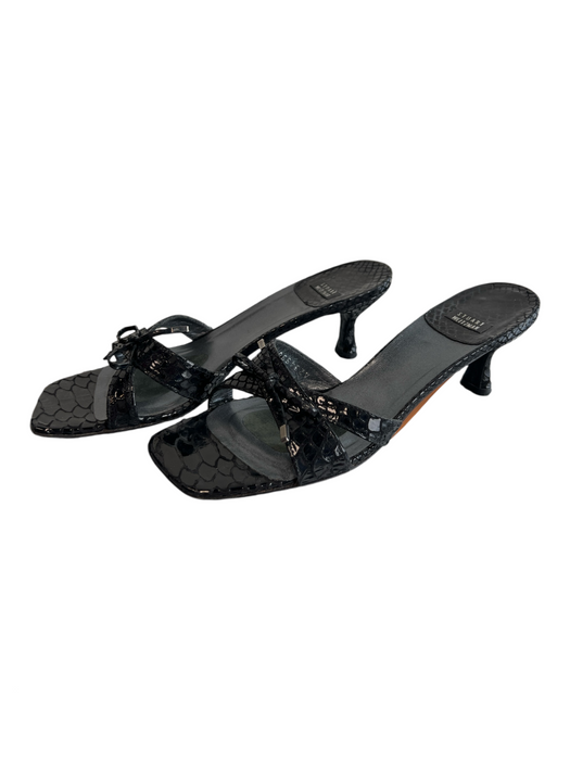 Stuart Weitzman Shoe Size 8 Black Leather Square Toe Bow Detail Shoes Black / 8