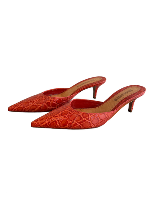 Jil Sander Shoe Size 38 Red Leather Reptile Embossed Pointed Toe Open Back Shoes Red / 38