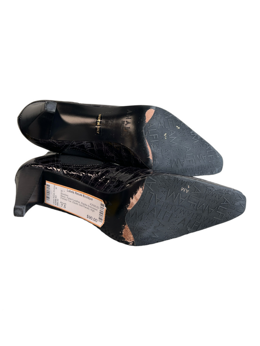 Amalfi Shoe Size 7.5 Black Patent Leather Reptile Embossed Pointed Toe Booties Black / 7.5