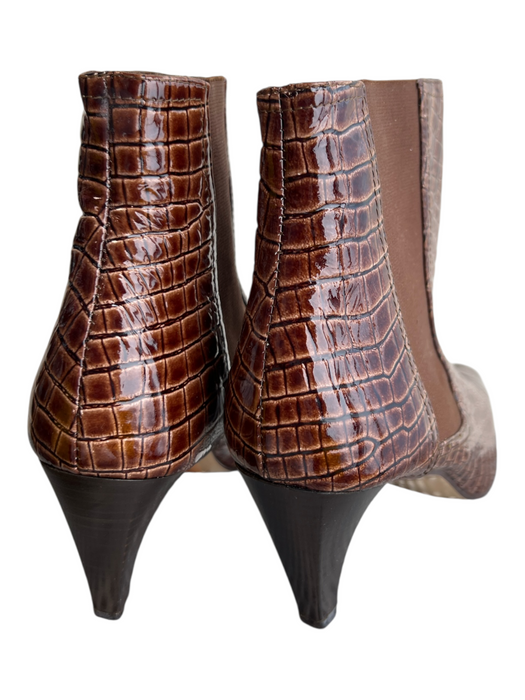 Amalfi Shoe Size 7.5 Brown Patent Leather Reptile Embossed Pointed Toe Booties Brown / 7.5