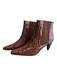 Amalfi Shoe Size 7.5 Brown Patent Leather Reptile Embossed Pointed Toe Booties Brown / 7.5