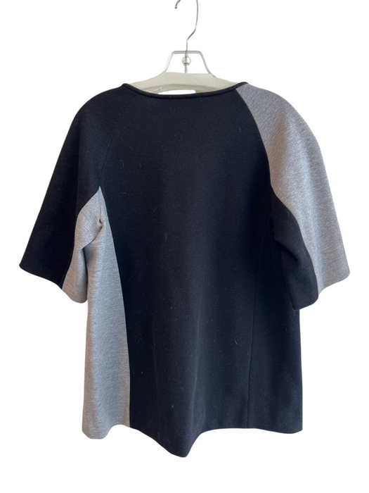 Derek Lam Size 8 Black Gray & Cream Wool Blend Boat Neck 1/2 Sleeve Top Black Gray & Cream / 8