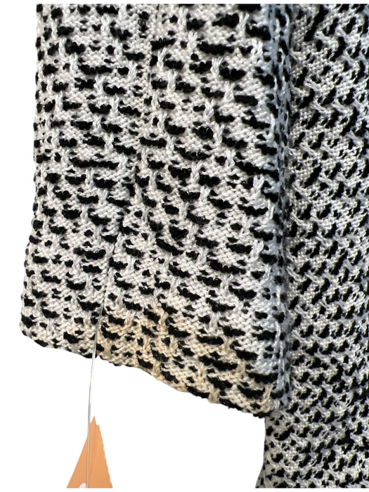 St John Size Est M/L Black & White Wool Blend Knit Lapel Single Button Jacket Black & White / Est M/L