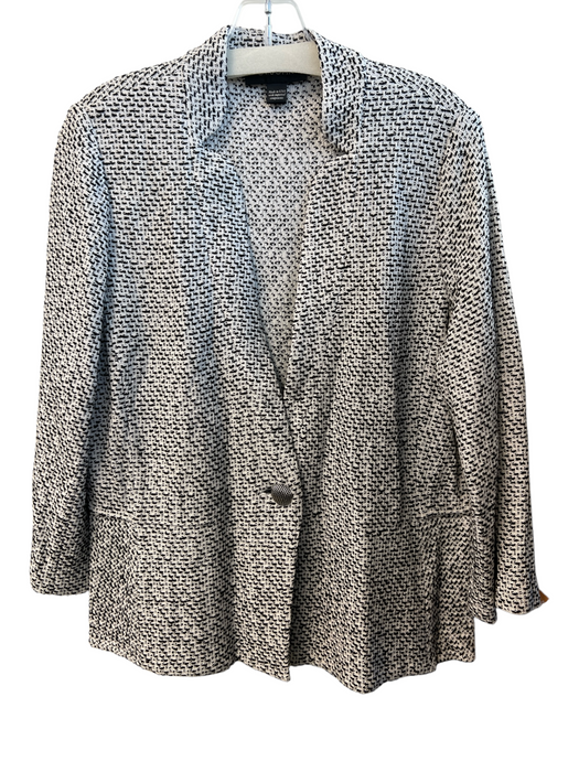 St John Size Est M/L Black & White Wool Blend Knit Lapel Single Button Jacket Black & White / Est M/L