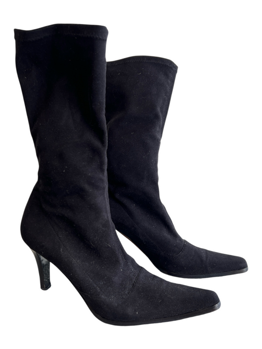 Pancaldi Shoe Size 8 Black Leather Pointed Toe Slip On Mid Calf Booties Black / 8