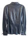 Lafayette 148 Size 12 Black Leather Collared V Neck Zip Close Jacket Black / 12