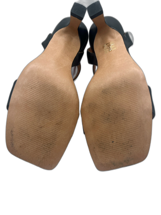 Zilian Shoe Size 36 Black Leather Upper open toe Square Toe Ankle Wrap Sandals Black / 36