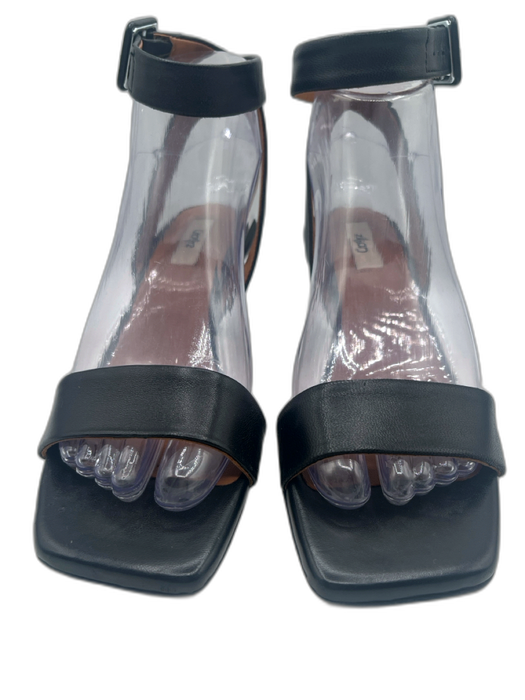 Zilian Shoe Size 36 Black Leather Upper open toe Square Toe Ankle Wrap Sandals Black / 36