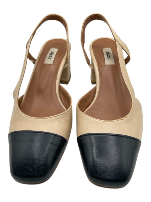 Zilian Shoe Size 36 Beige & Black Leather Upper Slingbacks Toe Cap Pumps Beige & Black / 36