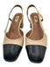 Zilian Shoe Size 36 Beige & Black Leather Upper Slingbacks Toe Cap Pumps Beige & Black / 36