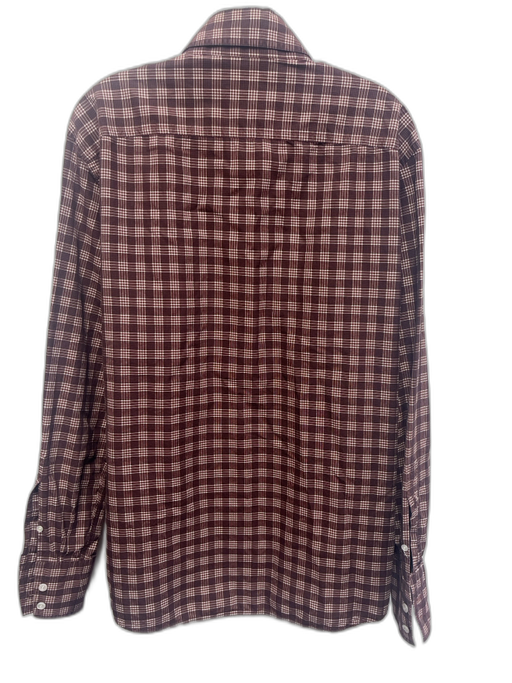 Tom Ford Size 17.5 Red & White Cotton Plaid Button Up Men's Long Sleeve Shirt Red & White / 17.5