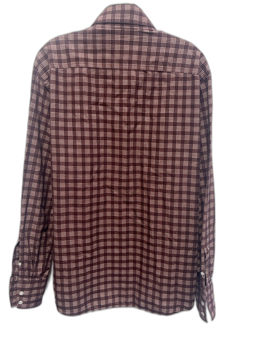 Tom Ford Size 17.5 Red & White Cotton Plaid Button Up Men's Long Sleeve Shirt Red & White / 17.5