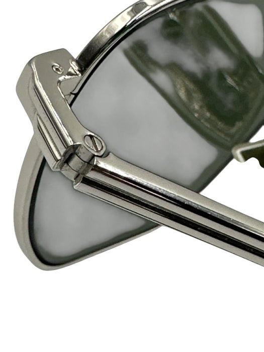 Bottega Veneta AS IS Silver & Green Case Men's Sunglasses Silver & Green