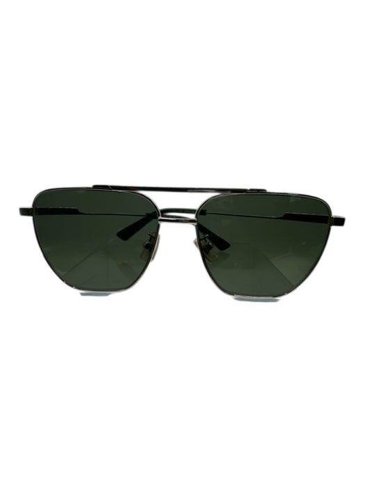 Bottega Veneta AS IS Silver & Green Case Men's Sunglasses Silver & Green