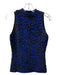 Milly Size S Blue & Black Viscose Blend Mock Neck Sleeveless Cheetah Top Blue & Black / S
