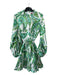 Staud Size 2 White & Green Cotton Blend Paisley Ruffle Neckline Ruffle Hem Dress White & Green / 2