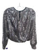 Alice + Olivia Size S Silver Polyester Sequined Keyhole pleats Top Silver / S