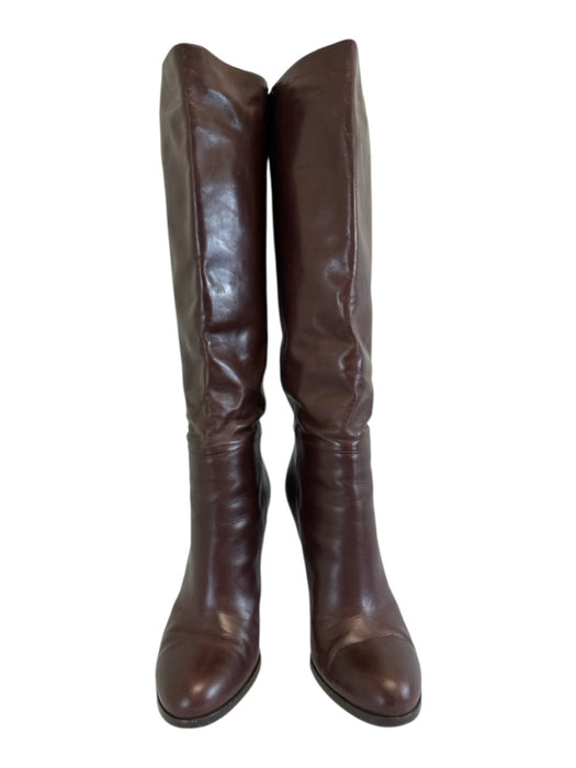 Gucci Shoe Size 10B Dark Brown Leather Heel Pull On Round Toe Below knee Boots Dark Brown / 10B