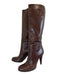 Gucci Shoe Size 10B Dark Brown Leather Heel Pull On Round Toe Below knee Boots Dark Brown / 10B