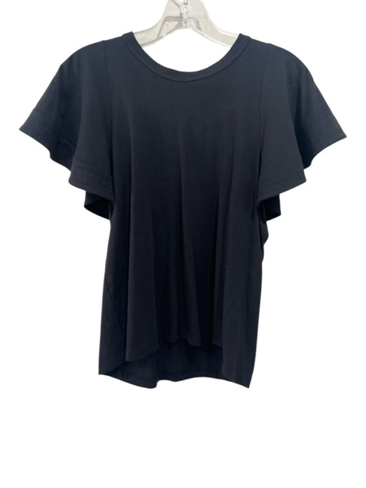 A.L.C. Size XS Black Cotton Flutter Sleeves Solid Top Black / XS