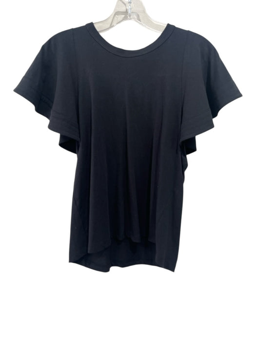 A.L.C. Size XS Black Cotton Flutter Sleeves Solid Top Black / XS