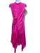 Versace Size 42 Bright Pink Viscose & Silk Midi Sleeveless Cocktail Ruffle Dress Bright Pink / 42