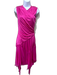 Versace Size 42 Bright Pink Viscose & Silk Midi Sleeveless Cocktail Ruffle Dress Bright Pink / 42