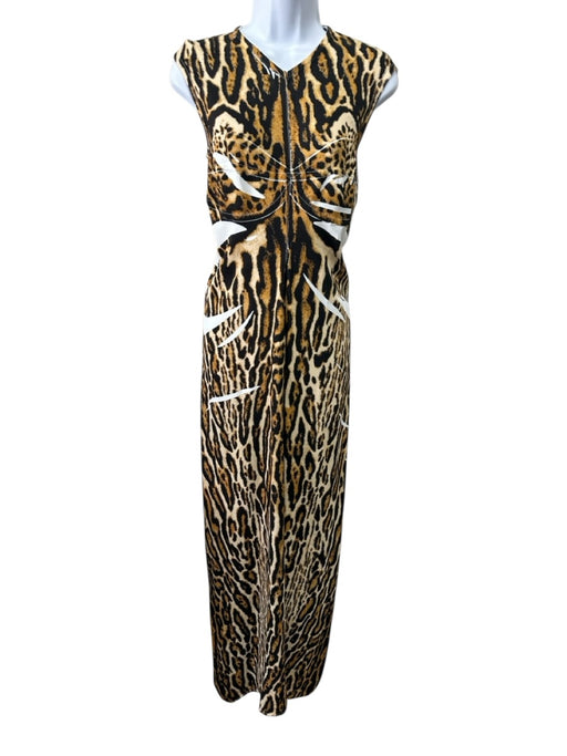Proenza Schouler Size 4 Brown, Tan & Black Viscose Blend Animal Print Maxi Dress Brown, Tan & Black / 4