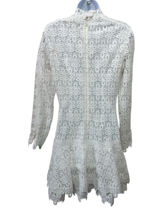 Jonathan Simkhai Size 6 White Polyester Zip Back Long Sleeve Mini Lace Dress White / 6