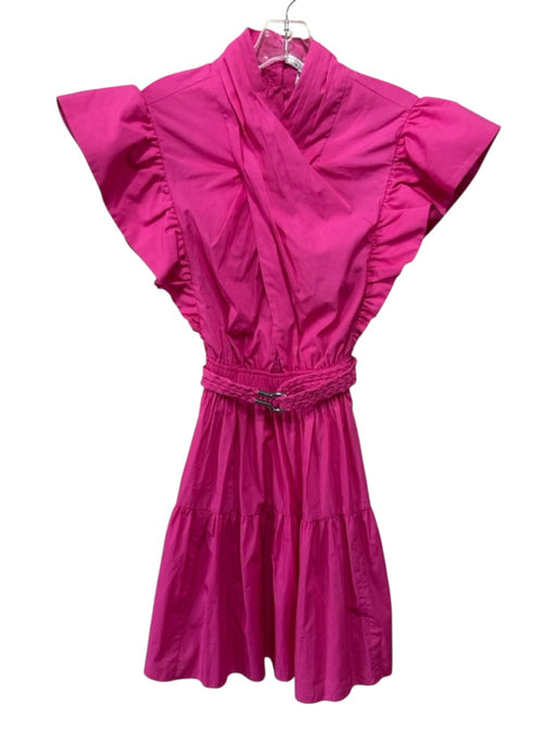 Derek Lam 10 Crosby Size 2 Pink Cotton Mini Sleeveless Zip & Button Back Dress Pink / 2