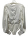 PatBo Size 4 White Poly Blend Leopard Print V Neck Satin Long Sleeve Bodysuit White / 4
