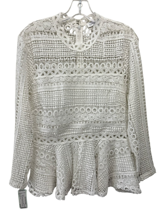 endless rose Size S White Polyester Long Sleeve Lace Zip Back Mini Dress White / S