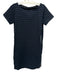 Sacai Size 1 Black & Blue Cotton Striped Wide Neck Cap Sleeve Zip Side Dress Black & Blue / 1