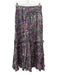 Cleobella Size S Purple & Multi Cotton Elastic Waist Printed Maxi Ruffles Skirt Purple & Multi / S