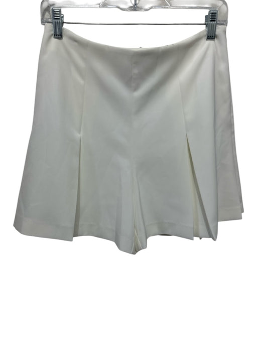 Milly Size 4 White Poly Blend Zip Side Pleat Shorts White / 4