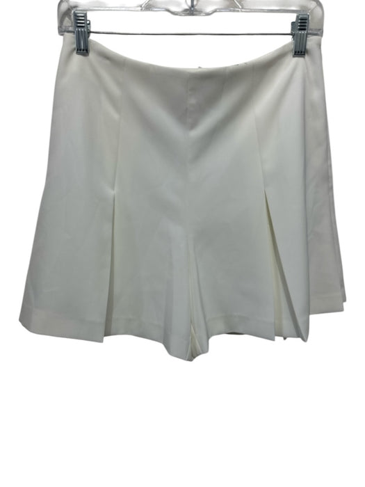 Milly Size 4 White Poly Blend Zip Side Pleat Shorts White / 4