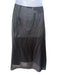 Prada Size 44 Black Curpo One Button Midi Satin Skirt Black / 44