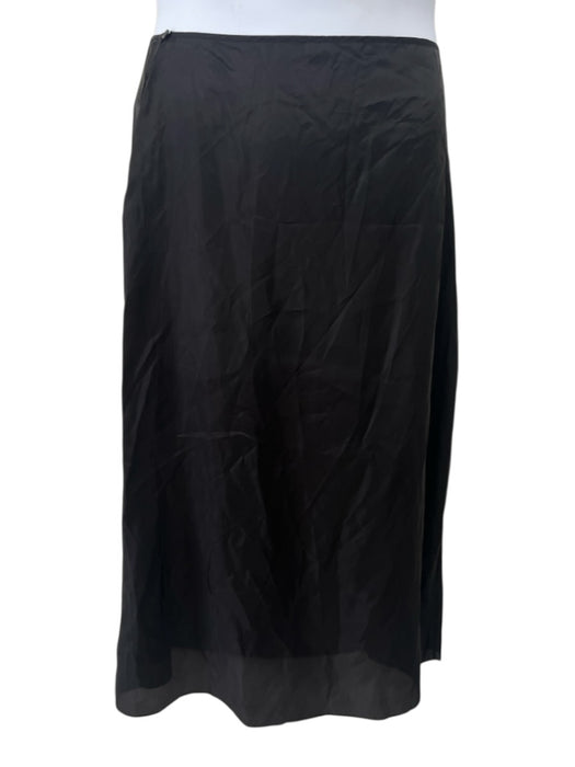 Prada Size 44 Black Curpo One Button Midi Satin Skirt Black / 44