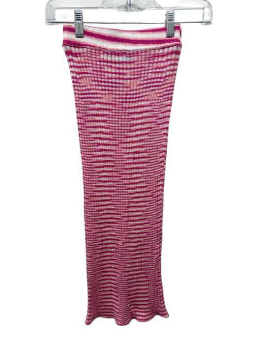 Missoni Size 38 Pink & Multi No Fabric Tag Knit Elastic Waist Midi Skirt Pink & Multi / 38