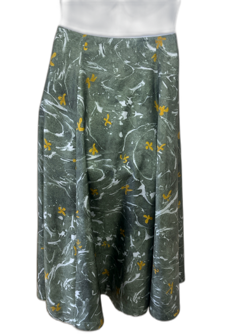 Altuzarra Size 38 Green & Multi Silk Abstract Print Zip Close Pleat Maxi Skirt Green & Multi / 38
