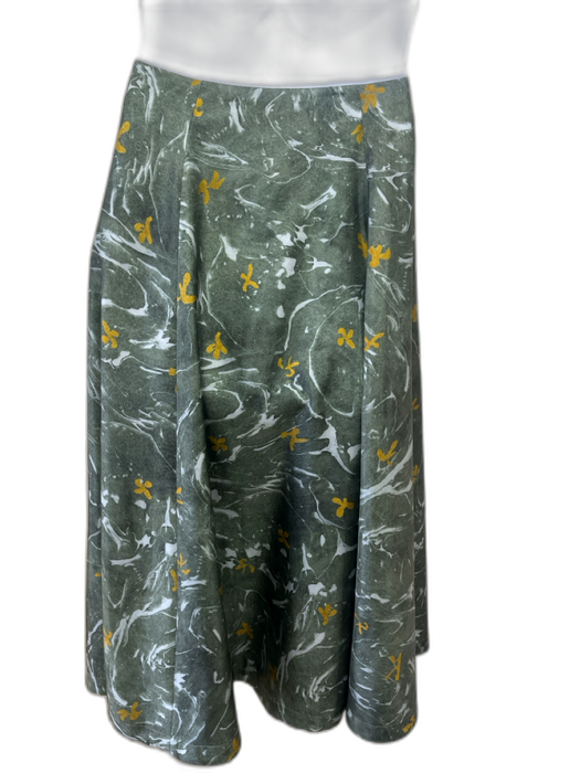 Altuzarra Size 38 Green & Multi Silk Abstract Print Zip Close Pleat Maxi Skirt Green & Multi / 38