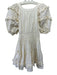 Ulla Johnson Ecru Cotton Puff Sleeves Mini Drawstring Wide Neck Dress Ecru