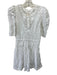 Loveshackfancy Size 4 White Cotton Blend 1/2 Sleeve 1/4 Button Mini Dress White / 4