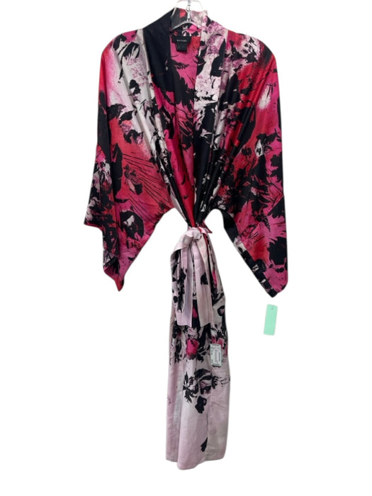 Natori Size One Size Black, Pink & Multi Polyester Tie Belt Printed Wrap Robe Black, Pink & Multi / One Size