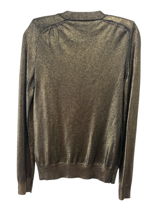 Balmain X H&M Size 6 Gold Viscose Blend Long Sleeve Metallic Buttons Top Gold / 6