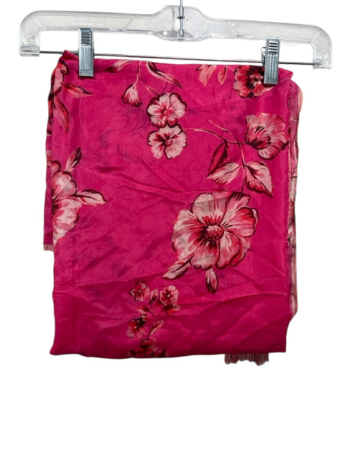 Johnny Was Pink & Multi Silk Tassels Floral scarf Pink & Multi